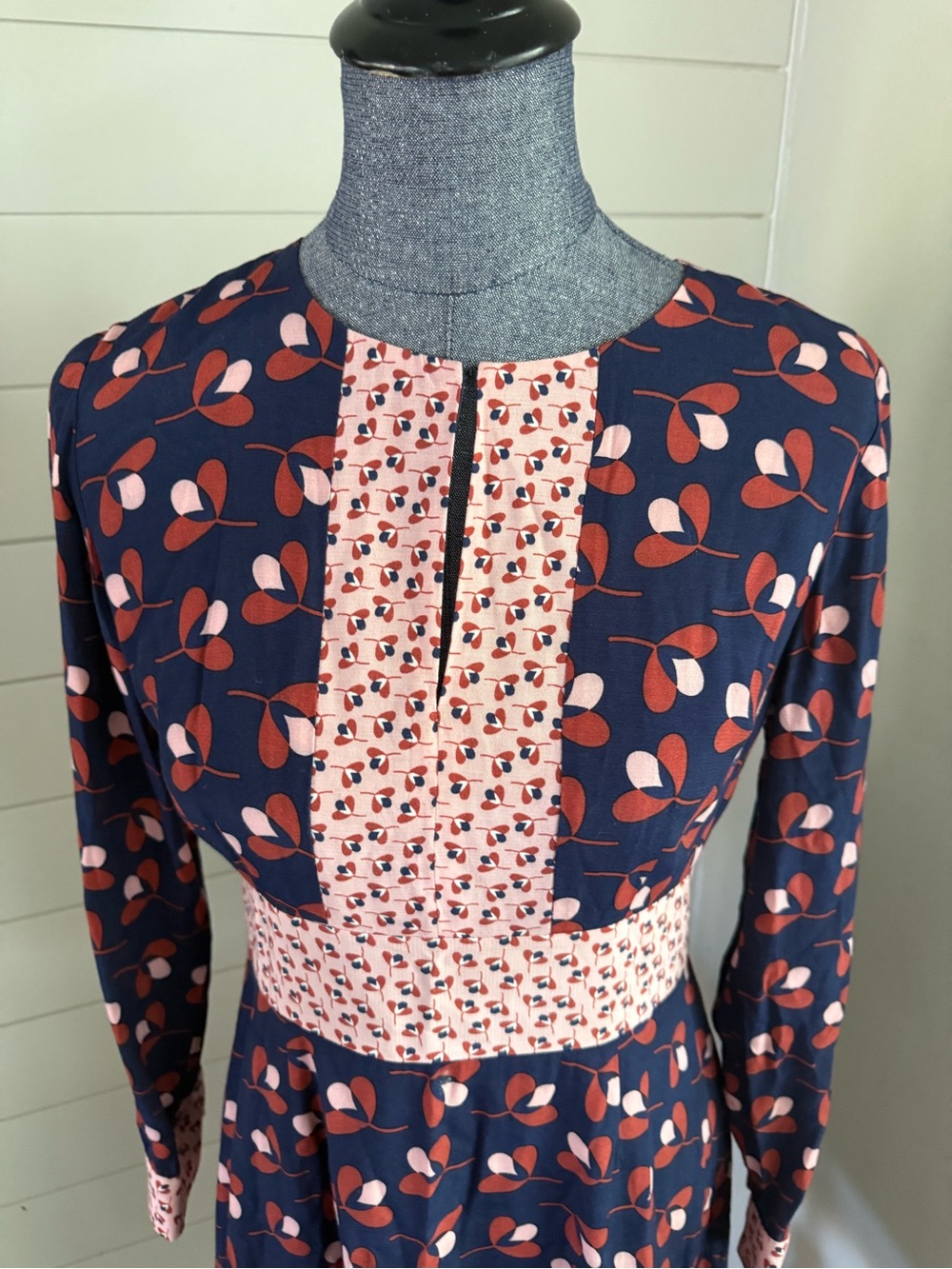 Boden Daisy Conker Midi Dress Floral Print Clover Geo Long Sleeve A-Line - Picture 7 of 12